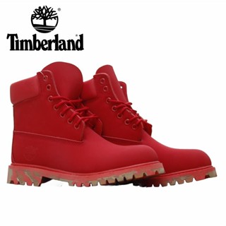 Timberland Nubuck รองเท้าบูทหนัง ข้อสูง กันความเมื่อยล้า สีแดง สไตล์คลาสสิก เหมาะกับใส่กลางแจ้ง ไซซ์ 36-46