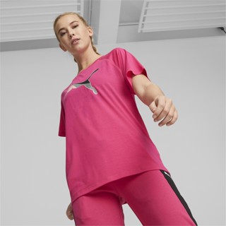 PUMA BASICS - เสื้อยืดผู้หญิง EVOSTRIPE สีชมพู - APP - 67306664