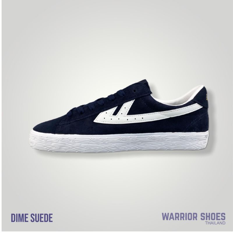 พร้อมส่ง🔥Warrior Shoes รองเท้าผ้าใบ (หนังกลับ) รุ่นDIME Suede Navy/White