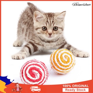 Cat Pet Sisal เชือกถัก Ball Teaser เล่น Chewing Rattle Scratch จับของเล่น