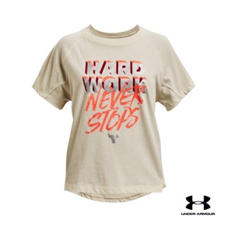 Under Armour UA Girls Project Rock Hard Work Short Sleeve อันเดอร์ อาร์เมอร์ เสื้อแขนสั้น เทรนนิ่ง สำหรับเด็กผู้หญิง