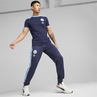 PUMA FOOTBALL - กางเกงกีฬาผู้ชาย Manchester City F.C. ftblHeritage T7 สีฟ้า - APP - 76949702