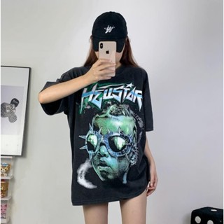 เสื้อยืดแขนสั้น พิมพ์ลาย Hellstar S Hellstar Future People Wash Water Distressed สําหรับผู้ชาย