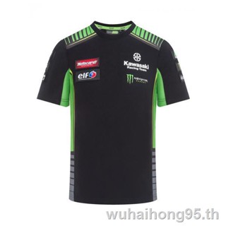 【ขายดี】 ✁ใหม่ Kawasaki เสื้อยืดลําลอง แขนสั้น ระบายอากาศ สําหรับผู้ชาย เหมาะกับการแข่งรถจักรยานยนต์ โรงงาน