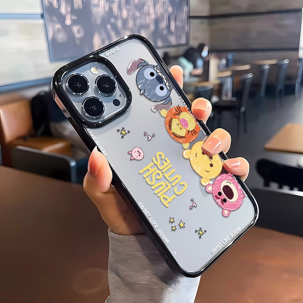 เคสอะคริลิคใส แบบแข็ง กันกระแทก ลายการ์ตูนหมีพูห์ หมู สําหรับ iphone 15 Pro Max 14 11 13 12 7 Plus 8 X XS Max