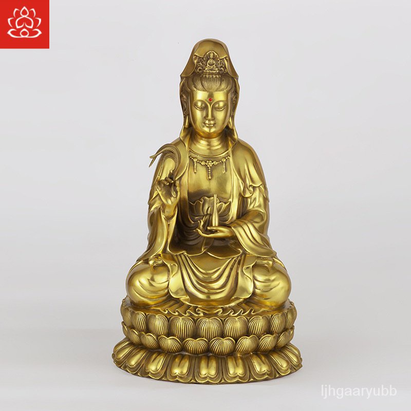 Pure Brass Copper Kwan-Yin Avalokitesvara Decoration Home Living Room Decoration Copper Kwan-Yin Bod