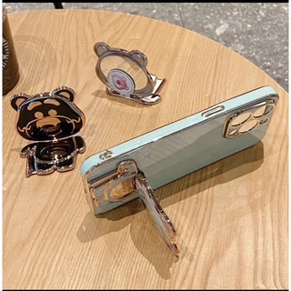 จากไทย เคสขาตั้ง สำหรับ Samsung A06 A07 A08 A05 A04 A03 ลาย หมีล็อตโซ่ กระจก แต่งหน้า ตั้งได้