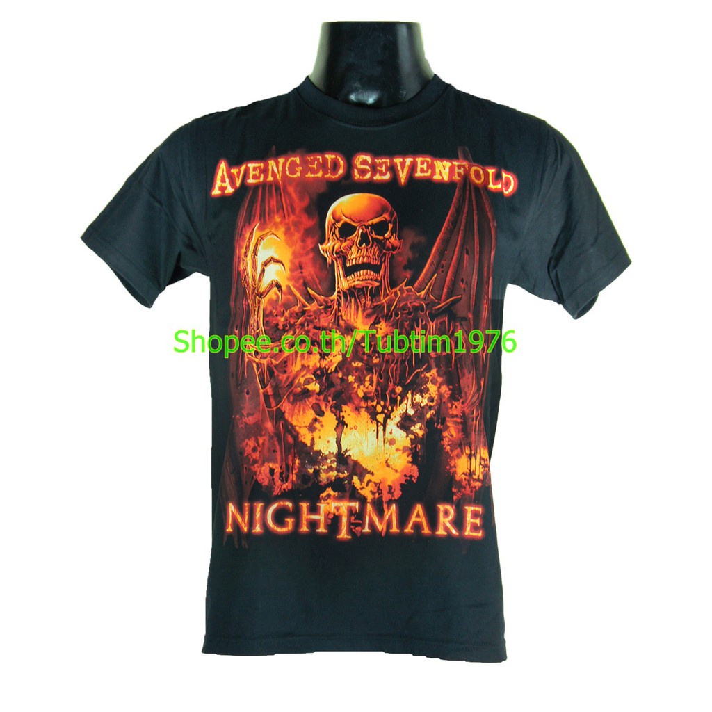 เสื้อวง Avenged Sevenfold ลาย A7X อัลบั้ม Nightmare Fire Album Art สีดำ A7x1265