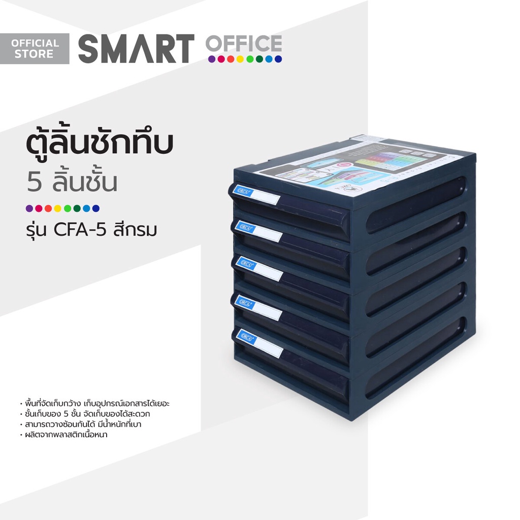 ซื้อ ORCA ตู้ลิ้นชักทึบ 5 ชั้น ขนาด A5 รุ่น CFA-5 สีกรม |BAI|