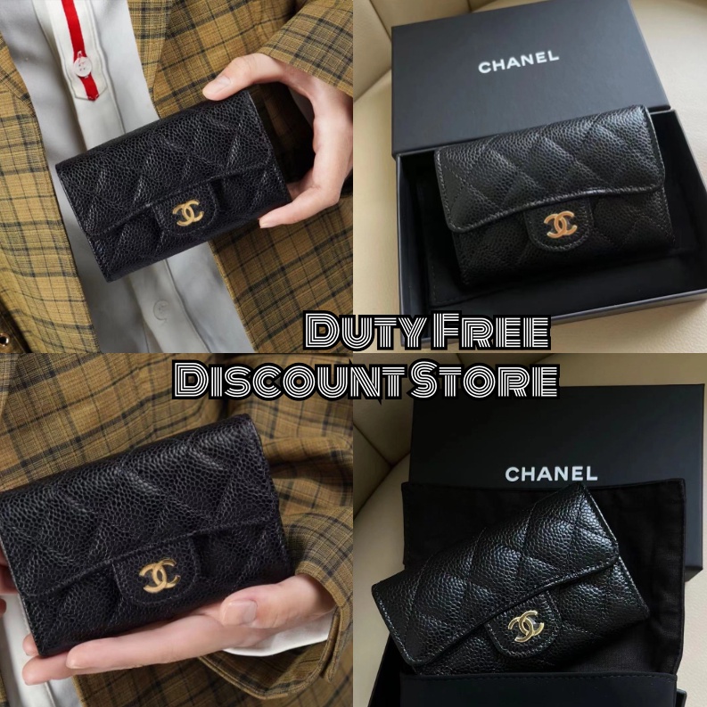 Chanel/classic gold buckle flip card holder/brand counter/ Chanel/100% genuine/clutch/hand bag