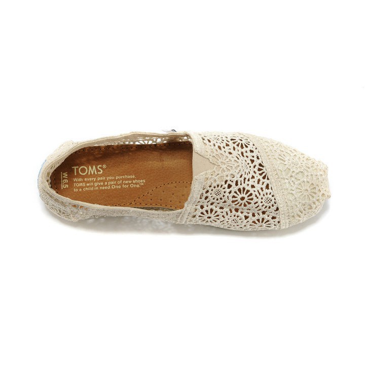 TOMS รองเท้าผ้าใบลําลอง ส้นแบน สีเบจ สําหรับสตรี ไซซ์ 35-40