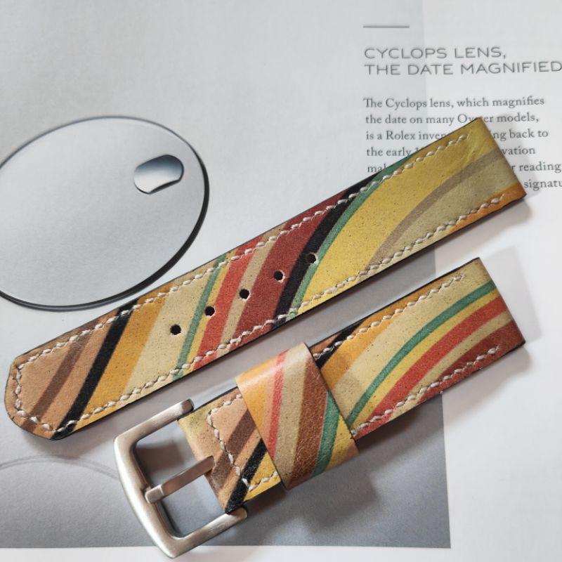 สายนาฬิกา 22 mm. หนังแท้ ตัดจากกระเป๋า Paul Smith ของแท้ งาน Handmade บัคเคิ้ล22mm.  แถมสปริงบาร์