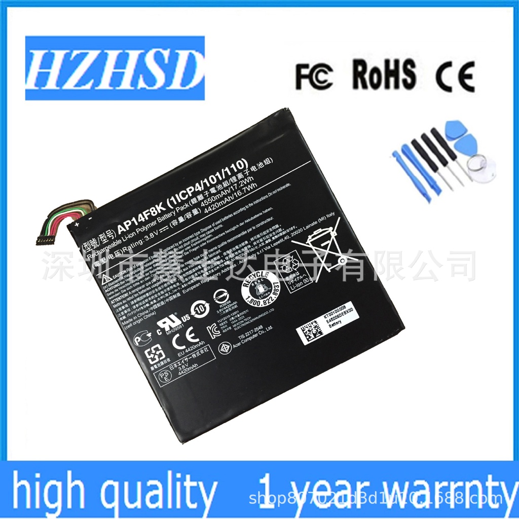 เหมาะสำหรับ AcerIconia Tab A1-850 B1-810 820 W1-810แบตเตอรี่AP14F8K E8K