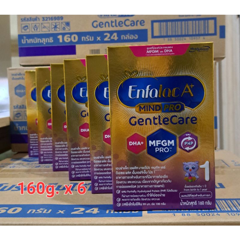 นมผง Enfalac A+ Mind Pro Gentle Care สูตร 1 ขนาด 160g.x 6 กล่อง