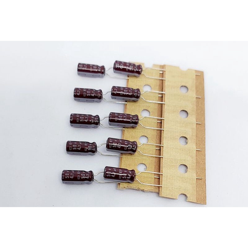 (แพ็ค 10 ตัว) คาปาซิเตอร์ 4.7uF 50V , Electrolytic Capacitor 4.7uF 50V , ตัวเก็บประจุ อิเล็กโตไลท์ 4