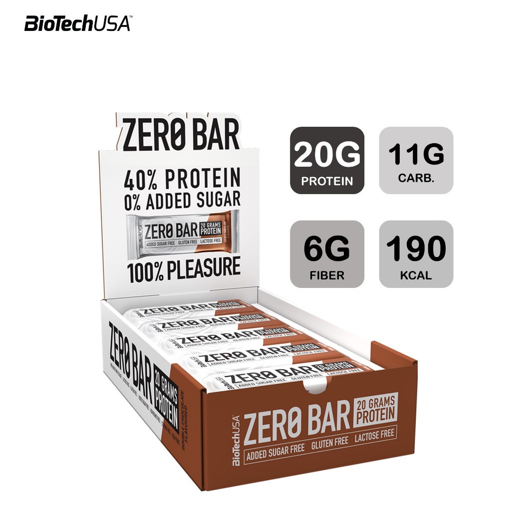 BioTechUSA Zero Bar protein bar Double Chocolate 50g/Bar (โปรตีนบาร์ รสดับเบิ้ลช็อกโกแลต 50กรัม/แท่ง)