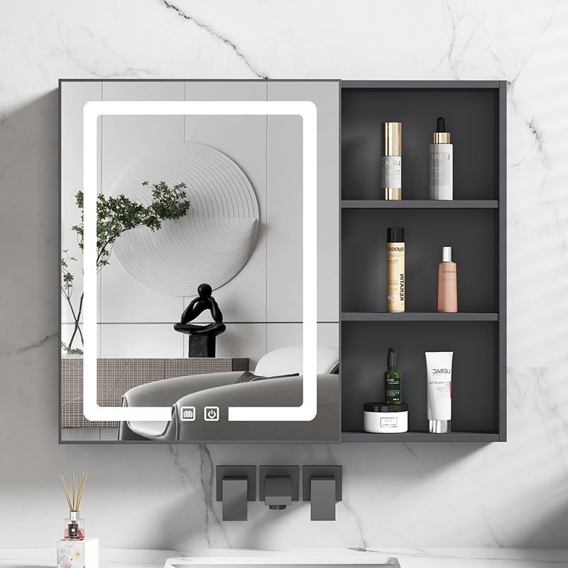 ♀♘▧Smart bathroom mirror cabinet space aluminum wall-mounted