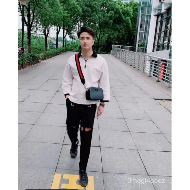 GGกระเป๋ากล้องสะพายข้างผู้ชายกระเป๋าสี่เหลี่ยมใบเล็กกระเป๋าสะพายหนังแท้