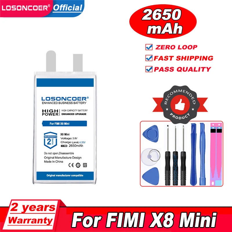 LOSONCOER 2650MAh สำหรับ FIMI X8 Mini DC05A7 Drone Cells Extended Flight Time Battery