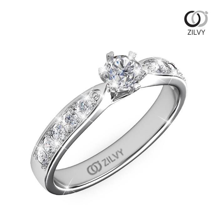 Zilvy - แหวนหญิงเพชรน้ำร้อย 0.40 กะรัต ตัวเรือนทองคำขาว (GR296)