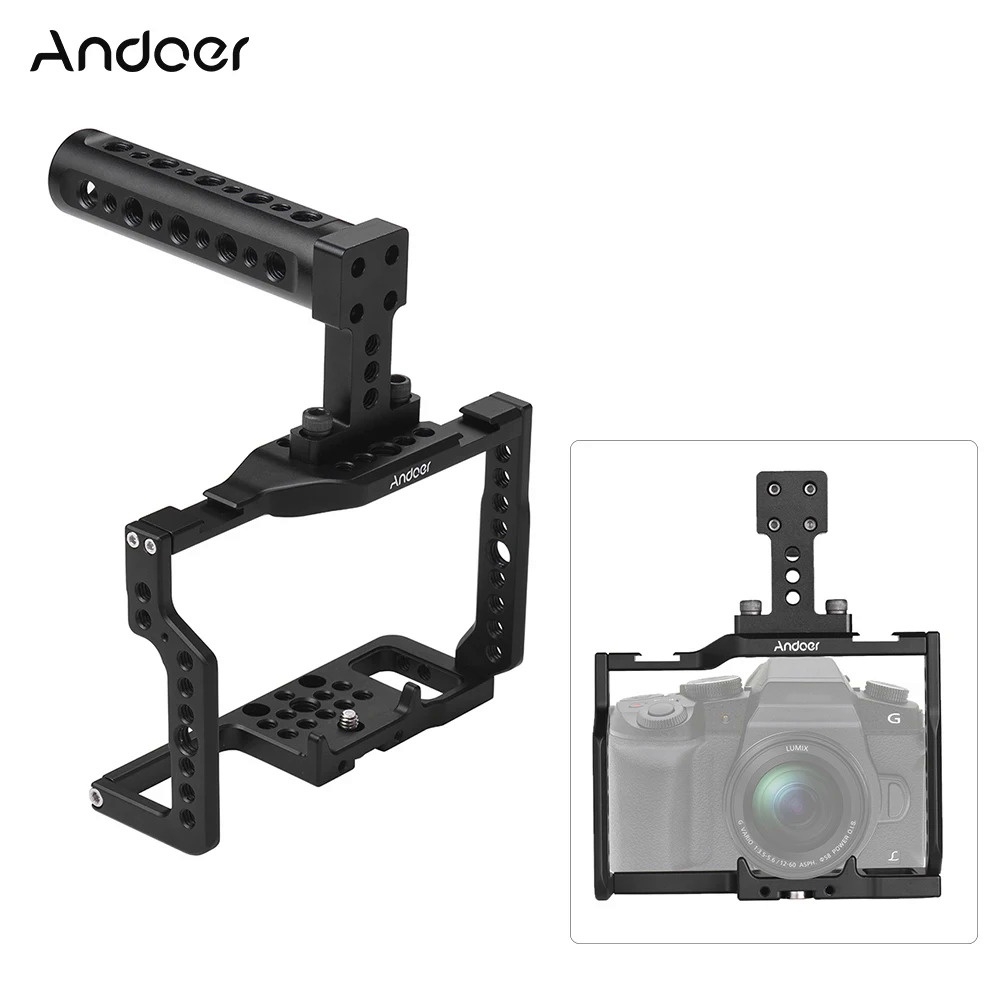 Andoer G85อลูมิเนียมอัลลอยด์กล้อง Cage Top Handle Kit 1/4 "และ3/8" รูยึดสำหรับ Panasonic G85/G80 ILDC กล้อง