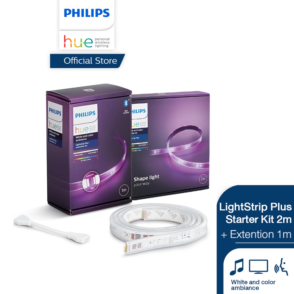 [แพ็กคู่2m+1m] Philips Hue LightStrip ไฟเส้นอัจฉริยะ RGB ชุดเริ่มต้นยาว 2 เมตร+เส้นต่อเพิ่ม 1 เมตร