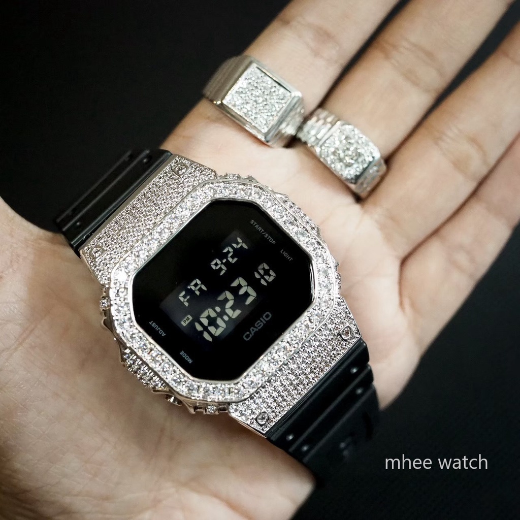 G-Shock DW-5600BBยักษ์เล็ก Bling Bling เปลี่ยนกรอบเพชร Crystal CZ เพชรSwiss ที่ให้ความแวววาววิบวับเห