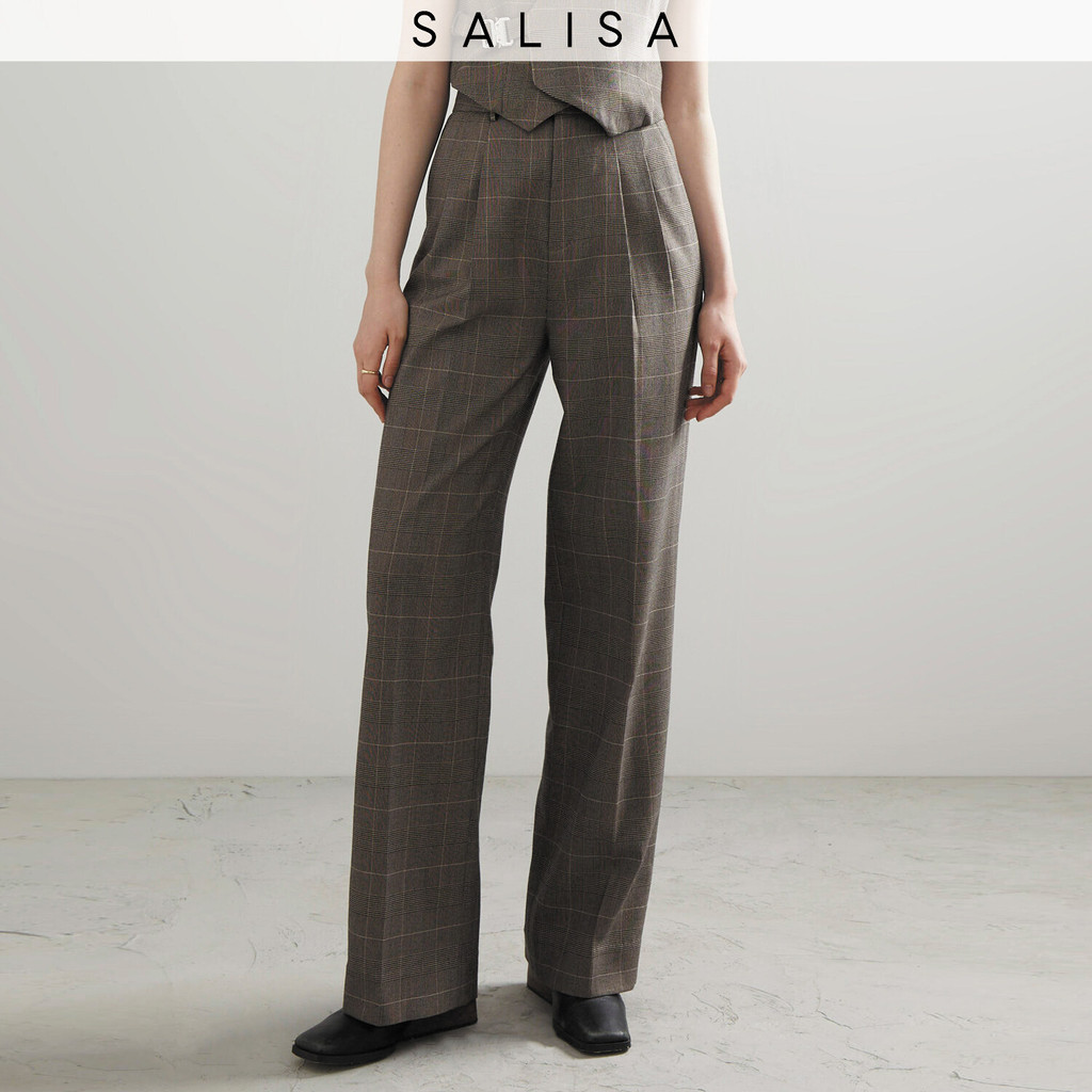 SALISA - PANTS PF23 Pleated High Waist Work Pants กางเกงขายาว