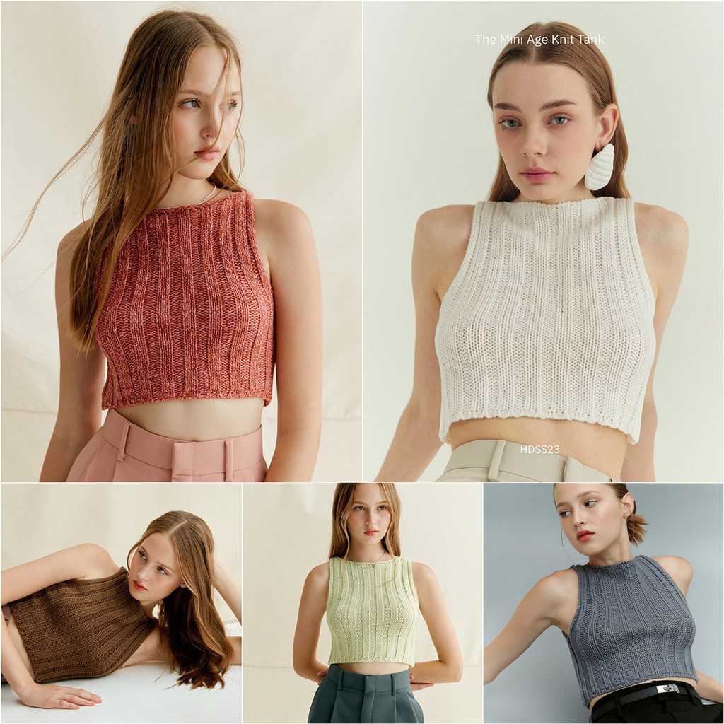 (สินค้าพร้อมส่ง) Hounddown - The Mini Age Knit Tank เสื้อกล้ามไหมพรมทอลายทาง