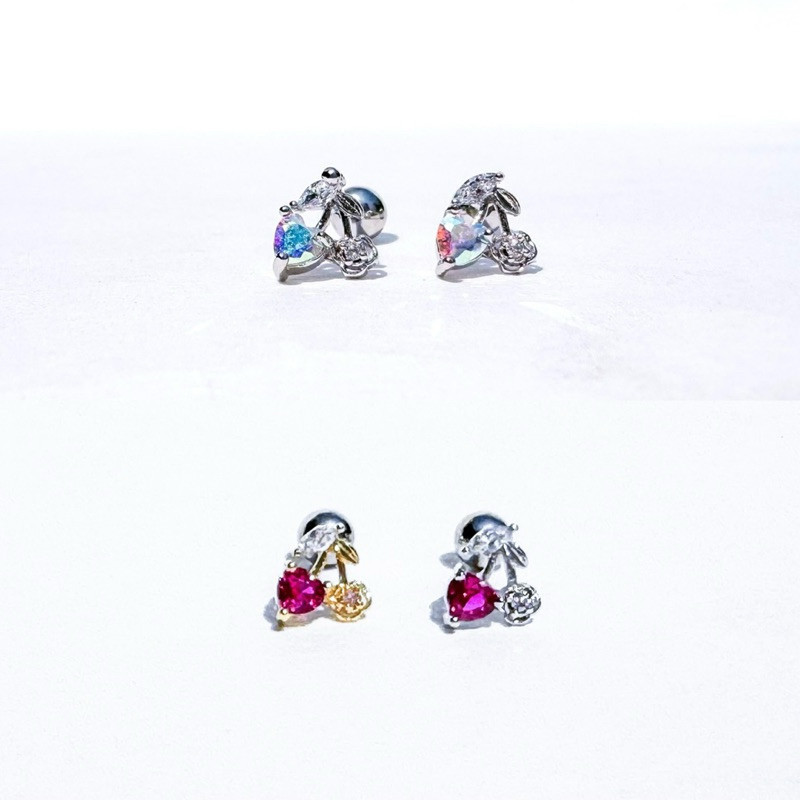 จิวต่างหูเกาหลี More Than Piercing: A008 Gleaming Cherry