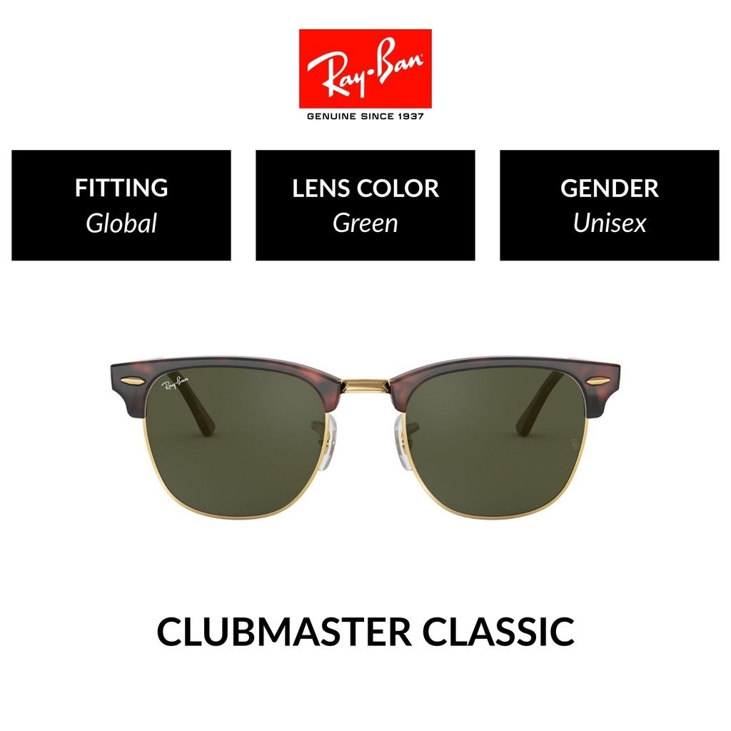Ray-Ban Clubmaster - RB3016 W0366 -sunglasses แว่นกันแดด