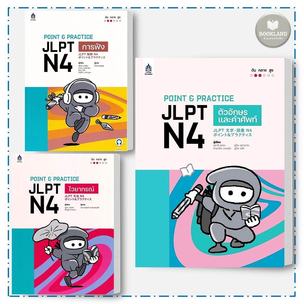 หนังสือ POINT & PRACTICE JLPT N4 การฟัง / ไวยากรณ์ / อักษรและศัพท์  #BookLandShop
