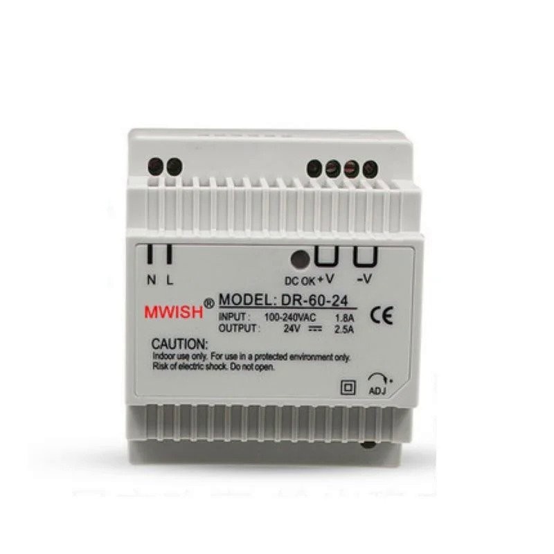 MEAN WELL Guide Switching Power Supply DR-60-24ถึง12V 5V DC Transformer 10A กรอง AC เป็น DC