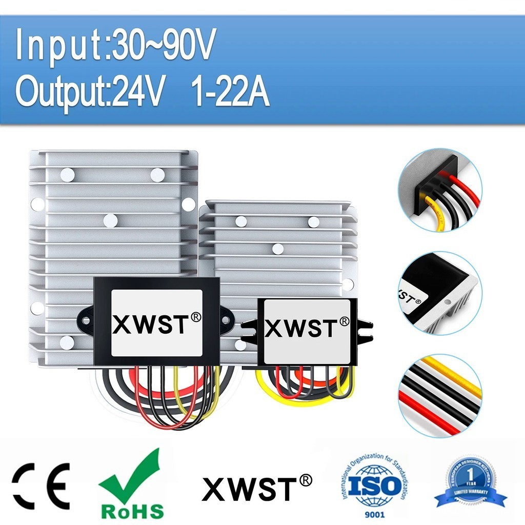 DC DC Converter 30-90V 60V 72V ถึง24V DC Converter Step Down Buck 1A 3A 5A 8A 12A 24V Dc ตัวควบคุมแร
