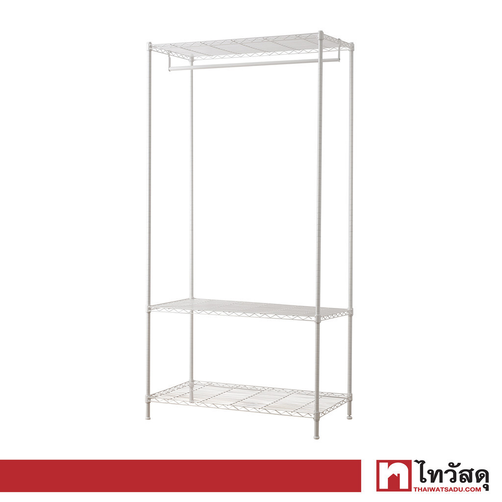 KASSA HOME ราวแขวนผ้าพร้อมชั้นวาง 2 ชั้น รุ่น FW-901347A ขนาด 90 x 45 x 180 ซม. สีขาว
