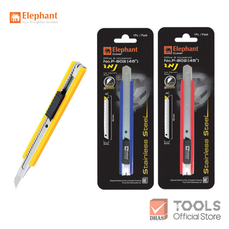 ตราช้าง คัตเตอร์ มีดคัตเตอร์ 9 มม. 45° รุ่น P-902 คละสี จำนวน 1 ชิ้น