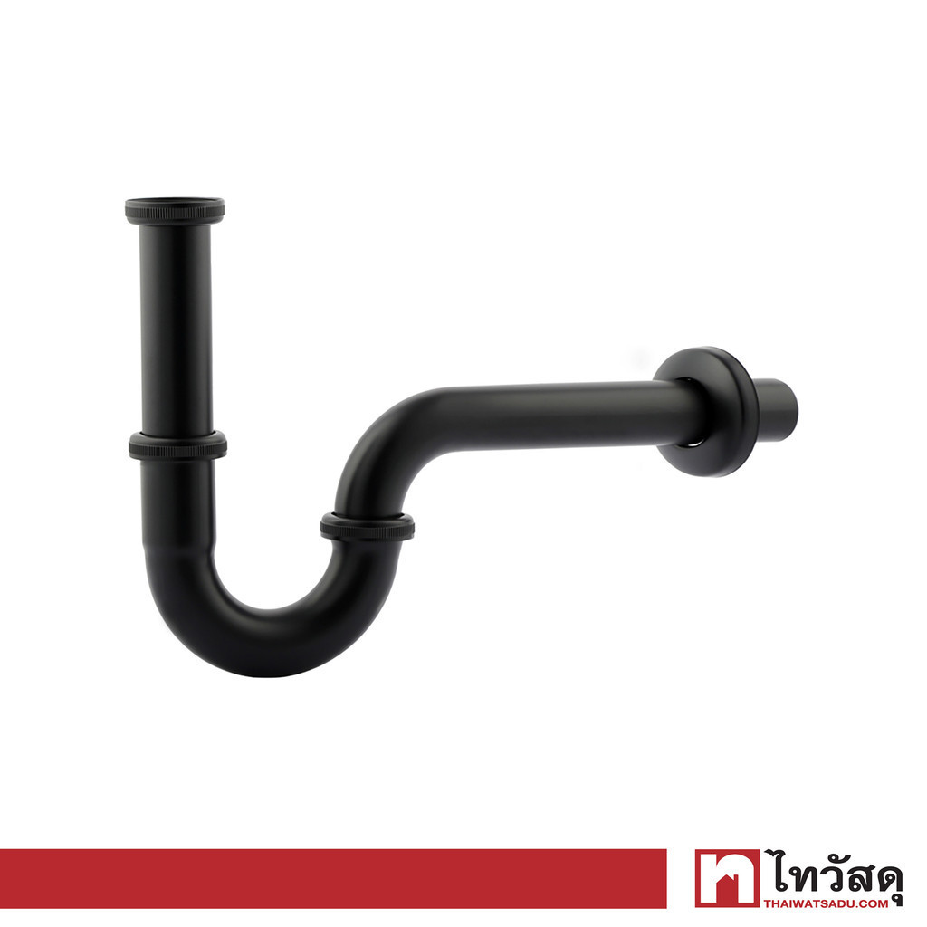 KASSA ท่อน้ำทิ้งอ่างล้างหน้า แบบ P-Trap รุ่น KS-ES1053B-1 ขนาด 30 ซม. สีดำ