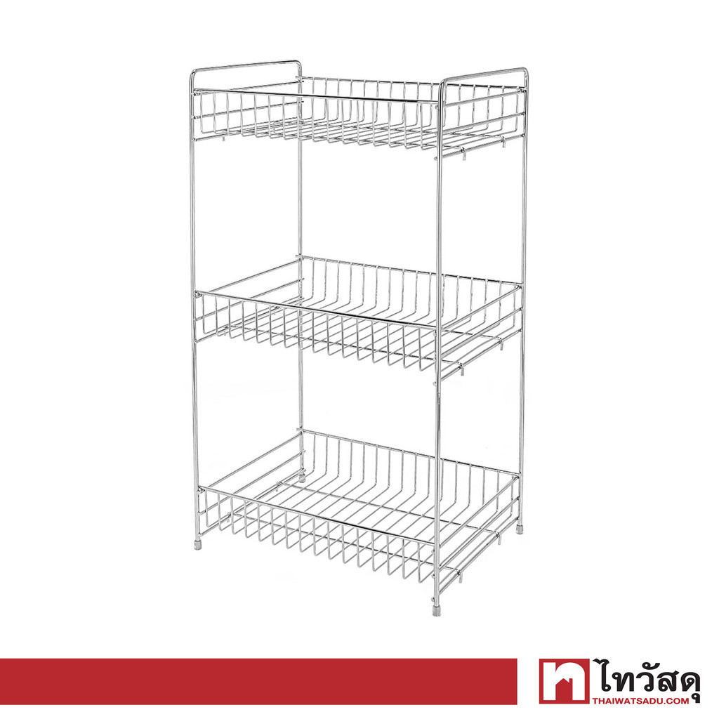 KASSA HOME ชั้นวางของอเนกประสงค์ 3 ชั้น Dylan รุ่น CHR-16180 ขนาด 35 x 25.5 x 60 ซม. สีเงิน
