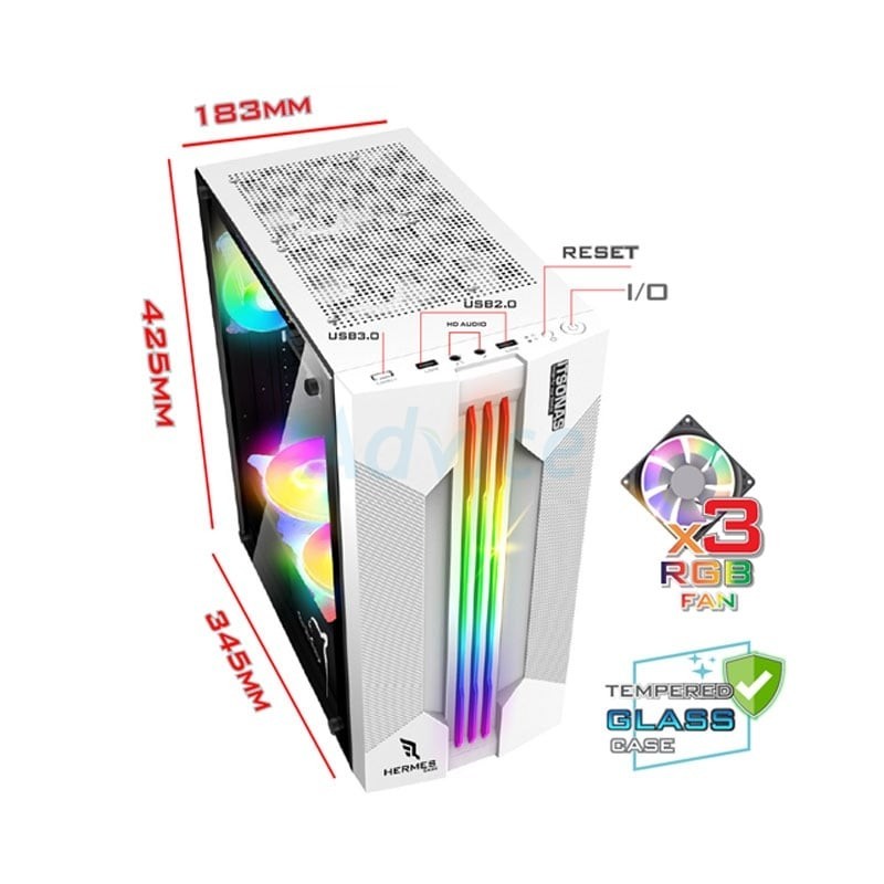 ITSONAS  ATX CASE เคสคอมพิวเตอร์(NP) HERMES TG ARGB (WHITE) - A0145577