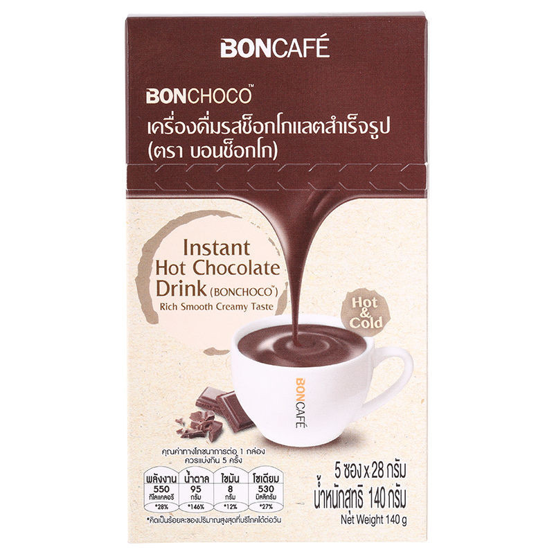 Flash Sale⏰ บอนกาแฟเครื่องดื่มรสช็อกโกแลตสำเร็จรูป 28กรัม แพค 5 📌 Boncafe Instant Chocolate Drink 28g. Pack 5 [88594853
