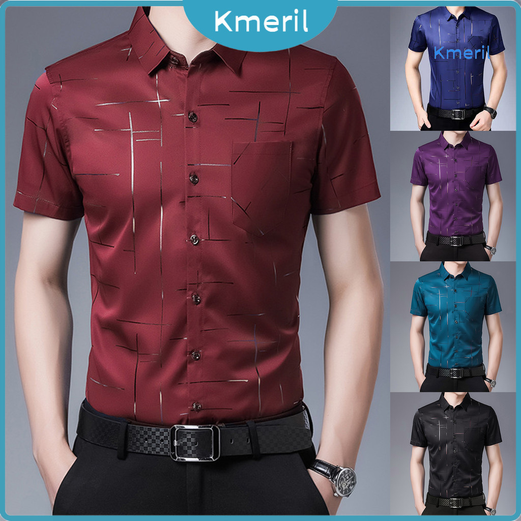 เสื้อเชิ้ต คอปก พิมพ์ลาย มีกระดุม สําหรับผู้ชาย เหมาะกับงานปาร์ตี้