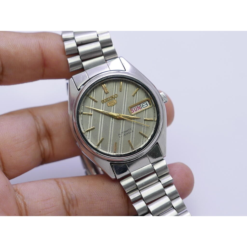 นาฬิกา Vintage มือสองญี่ปุ่น Seiko5 ระบบ Automatic 6309 6240 ผู้ชาย หน้าเทา 36มม เสียต้องล้างเครื่อง ขายตามสภาพ