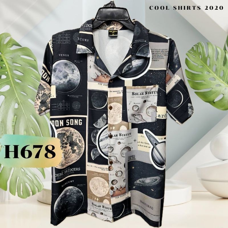 เสื้อฮาวาย ผ้าไหมอิตาลี อวกาศ H678