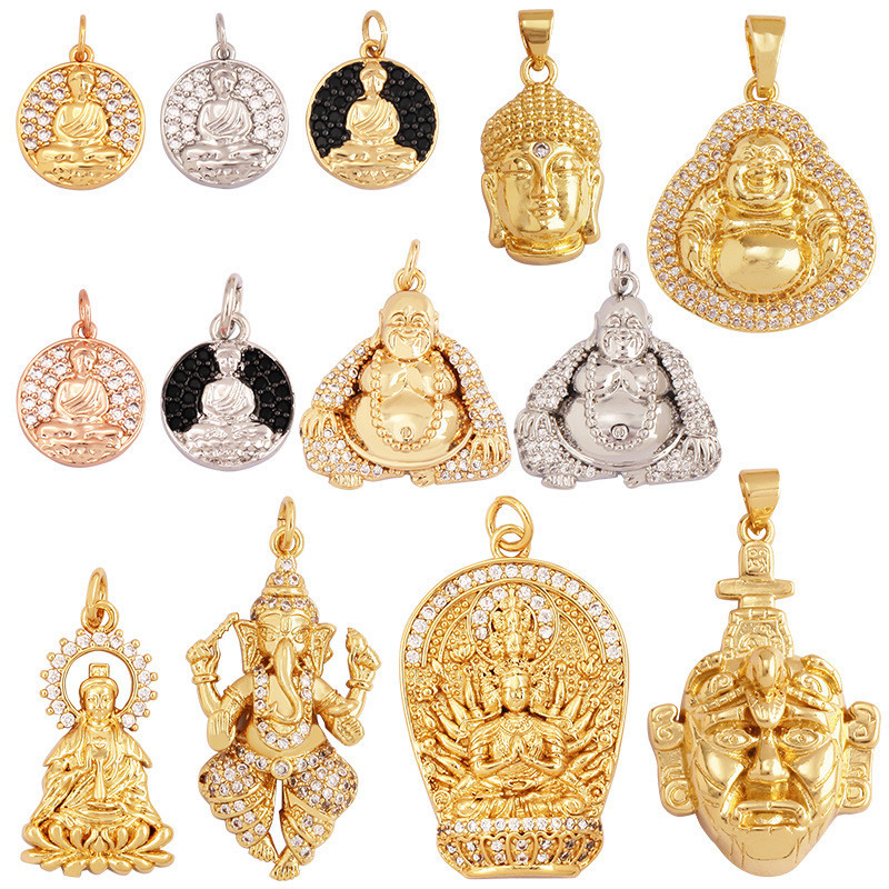 DIYOrnament Accessories Half925Silver Micro-Inlaid Buddha Brand Buddha Statue Sakyamuni Buddha Gold White gold color