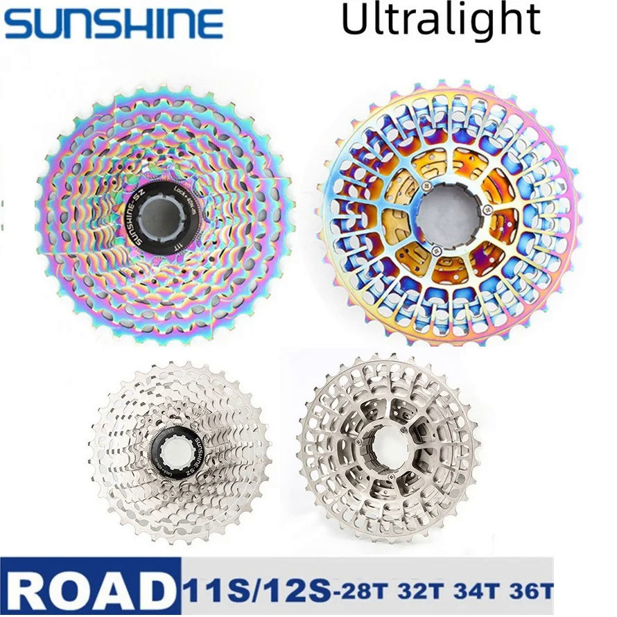 สีสัน Ultralight CNC Road Bike 11 12ความเร็ว11-28/32/34/36T SLR Cassette Gravel Bike Freewheel จักรยาน HG Flywheel Sproc