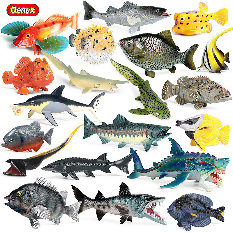 Children's Simulation Animal Model Ocean Freshwater Fish Fish Piranha Tuna Weever Flying Fish Jellyfish Toy