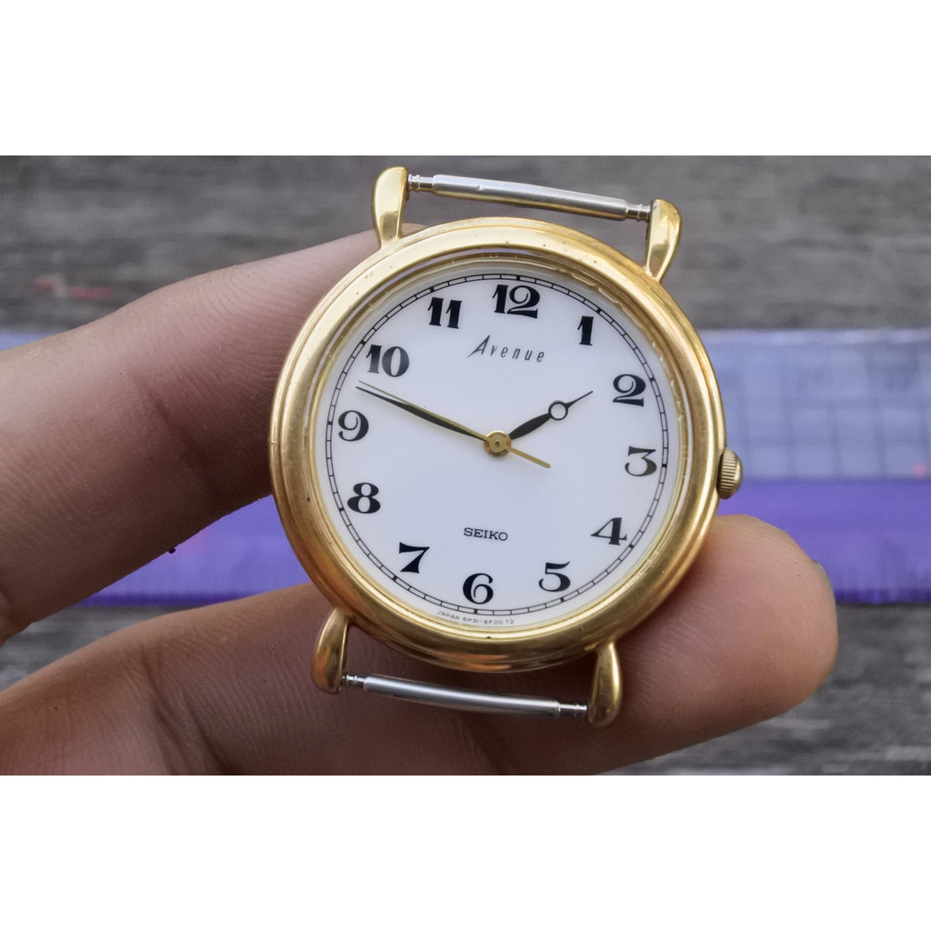 นาฬิกา Vintage มือสองญี่ปุ่น Seiko Avenue 6P31 5A8A White Dial ผู้ชาย ทรงสี่เหลี่ยม ระบบ Quartz ขนาด
