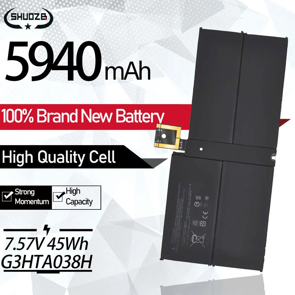 New G3HTA038H DYNM02 Laptop Battery For Microsoft Surface Pro 5 1796 Series Tablet 7.57V 45Wh/5940mA