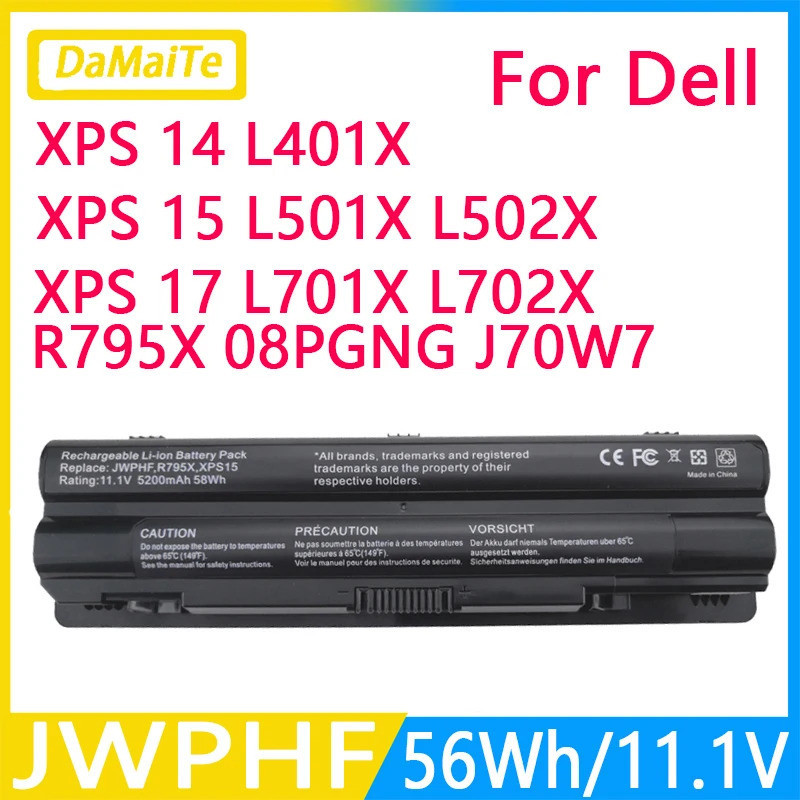 ใหม่70W7 JWPHF WHXY3 9เซลล์แบตเตอรี่แล็ปท็อปสำหรับ DELL XPS 14 15 17 L501X L502X L521X L702X L401X J