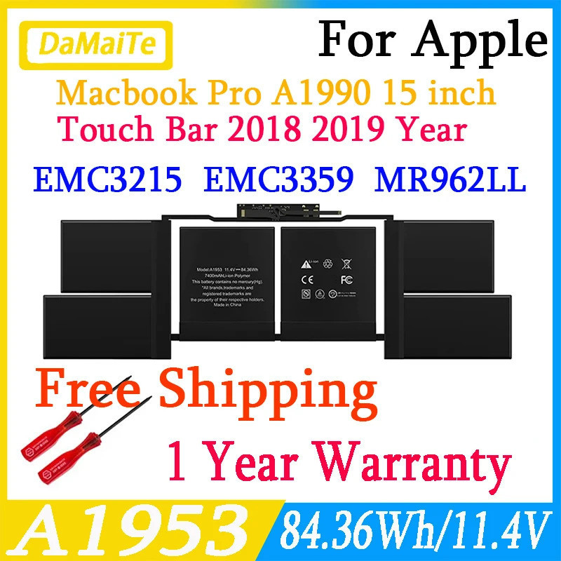 Damaite แบตเตอรี่ A1953สำหรับ Apple MacBook Pro A1990 Retina 15 "Touch Bar (Mid 2018 / 2019) EMC3359 MR962LL แล็ปท็อป EM